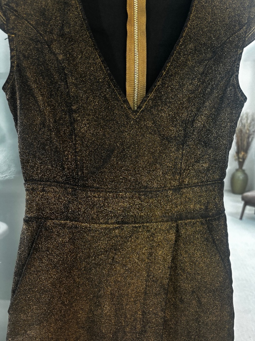 G by Guess Romper Skort - Metallic Black & Gold Size XS - Picture 6 of 11